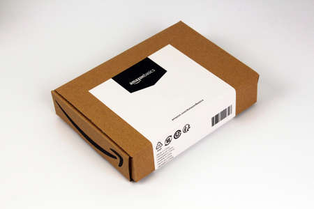 Amazon carton box, basic shipping package, illustrative editorialのeditorial素材