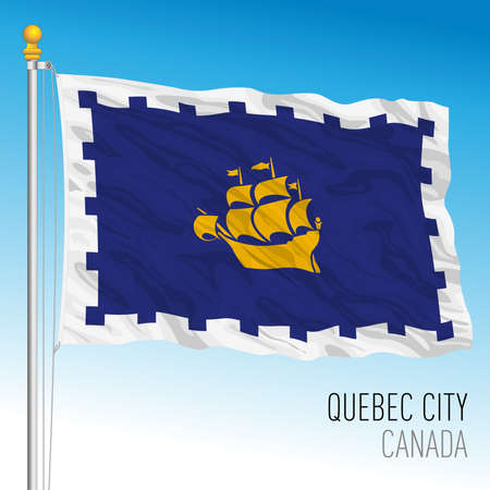 Quebec City flag, Canada, north america, vector illustrationのイラスト素材