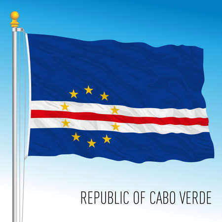 Cape Verde Republic official national flag, african country, vector illustrationのイラスト素材