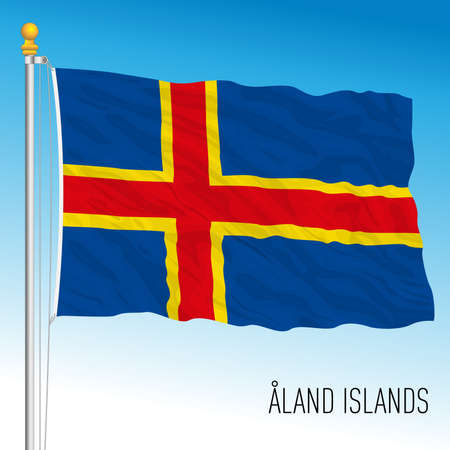 Aland official national flag, Finnish islands, vector illustrationのイラスト素材