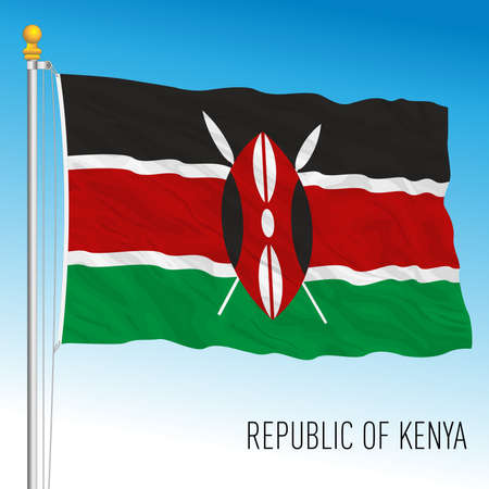 Kenya official national flag, african country, vector illustrationのイラスト素材