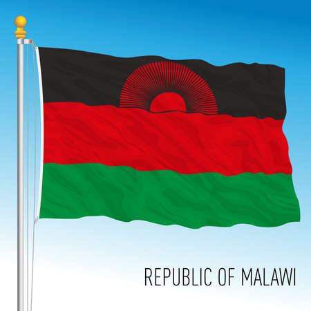 Malawi official national flag, african country, vector illustrationのイラスト素材