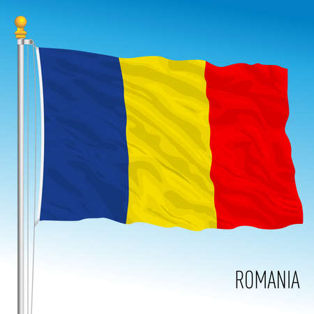 Romania official national flag, European Union, vector illustrationのイラスト素材