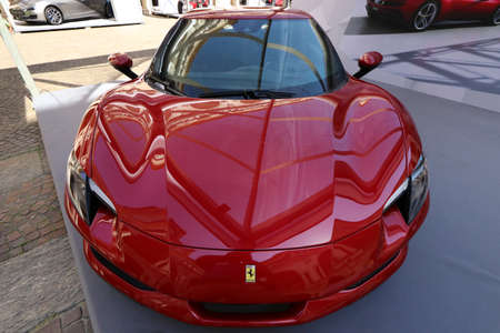 Modena, Italy, july 1 2021 - Ferrari 296 GBT sport car detail, Motor Valley Exibitionのeditorial素材