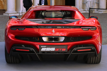 Modena, Italy, july 1 2021 - Ferrari 296 GBT sport car detail, Motor Valley Exibitionのeditorial素材