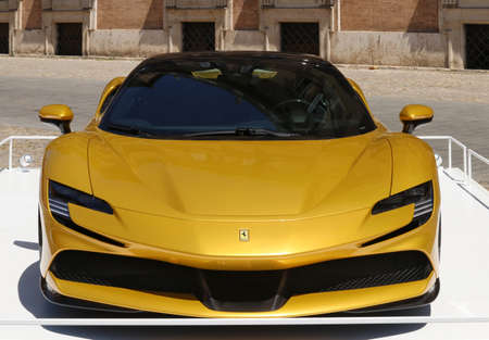 Modena, Italy, july 1 2021 - Ferrari SF90 Spider sport car detail, Motor Valley Exhibitionのeditorial素材