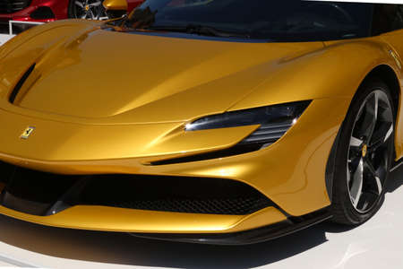 Modena, Italy, july 1 2021 - Ferrari SF90 Spider sport car detail, Motor Valley Exhibitionのeditorial素材