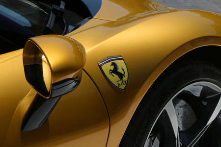 Modena, Italy, july 1 2021 - Ferrari SF90 Spider sport car detail, Motor Valley Exhibitionのeditorial素材