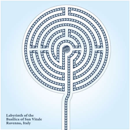 Labyrinth of the Basilica of San Vitale, Ravenna, Italy, vector illustrationのイラスト素材