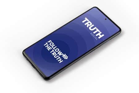 Truth Social name on smartphone, United States of America, October 2021のeditorial素材
