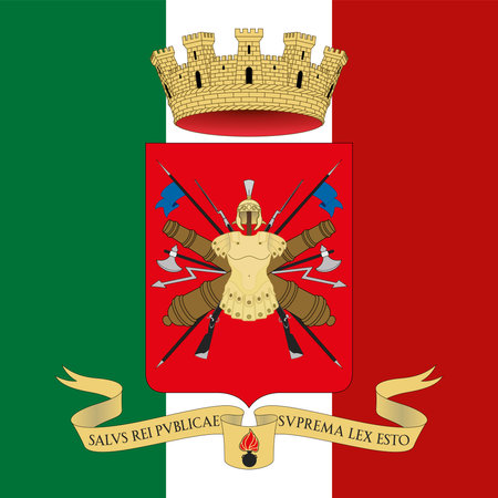 Italian Army official coat of arms on the flag, Italy, vector illustrationのイラスト素材
