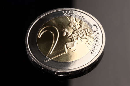 European Union, 2 euro bimetallic coin common face pattern, european currency coinの写真素材