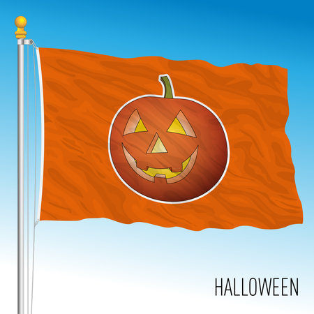 Halloween pumpkin fantasy flag, traditional popular celebration, vector illustrationのイラスト素材