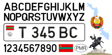 Transnistria license plate car pattern with numbers, letters and symbols, european country, vector illustrationのイラスト素材