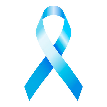 Celebrative SKY BLUE ribbon to remember the international cancer research day, international symbol, vector illustrationのイラスト素材