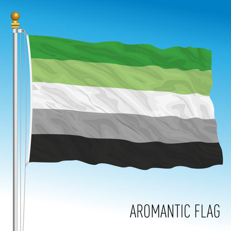 Aromantic movement waving flag, international symbol, vector illustrationのイラスト素材