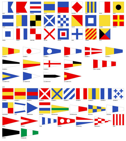 Naval signal flags, international code, vector illustrationのイラスト素材