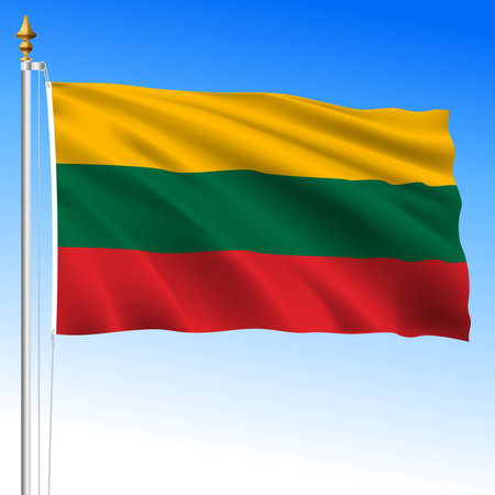 Lithuania official national waving flag, European Union, illustrationの写真素材