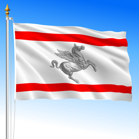 Tuscany, waving flag of the region, Italian Republic, illustrationの写真素材