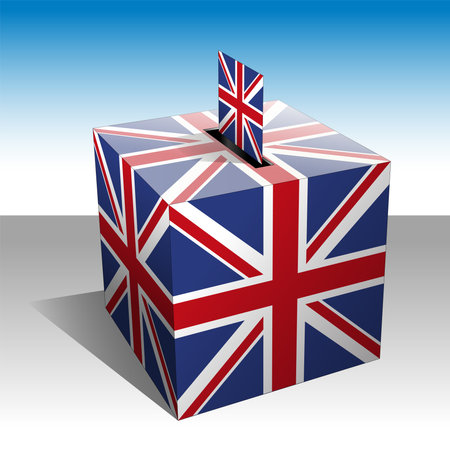 United Kingdom, political national elections, ballot box with national flag, UKのイラスト素材