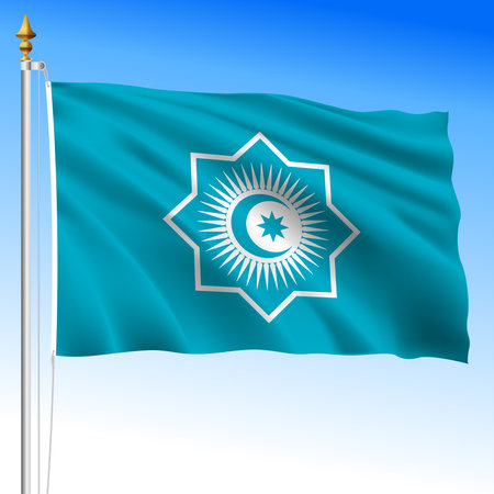 Organization of Turkic States waving flag, international organization, illustrationの写真素材