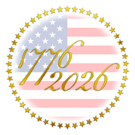 US fantasy gold badge for the 250th anniversary of the history of the United States of America,...