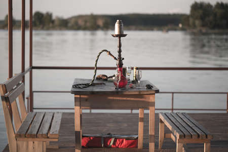 Narghile on the pierの写真素材