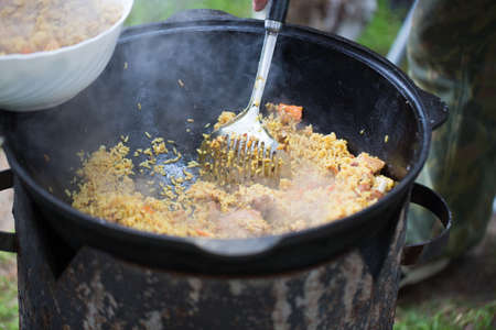 Pilaf, cooked outdoors photo for youの写真素材