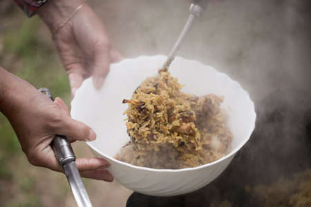 Pilaf, cooked outdoors photo for youの写真素材