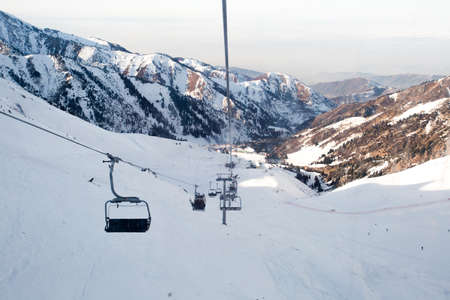 The cable car in the snowy mountains Chimbulak photo for you