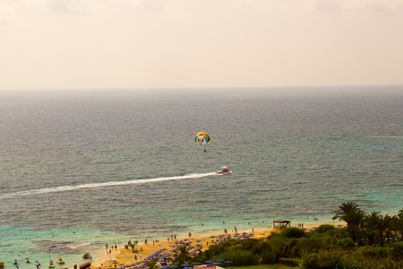 Stone cliff in a beautiful blue sea Cyprusの写真素材