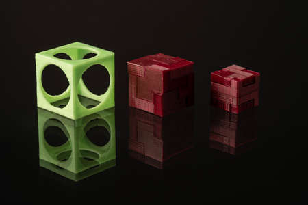 Studio shot. Detail of a brain teaser puzzle made with a 3D printer