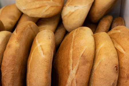 Artisan baker and pastry chef. Detail of breads in a bakery