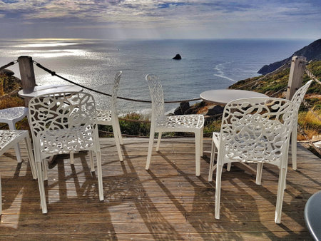End of the world view of the Atlantic at sunset in Fisterra, Galicia