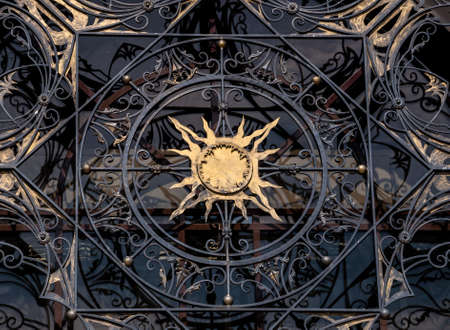 Forged patterns on the facade of the railway building in Kazan, Republic of Tatarstan, Russiaの写真素材