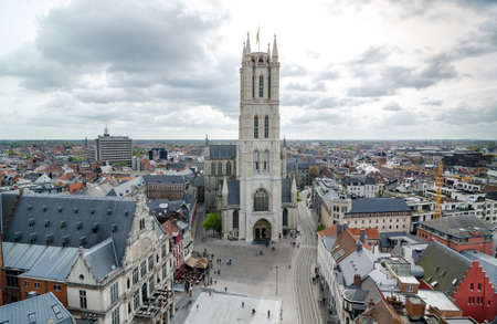 Saint Bavo Cathedral is a gothic cathedral in Ghent, Belgiumの写真素材
