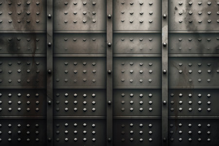 Metal texture background with rivets and steel. 3d illustration. AI generated.の素材