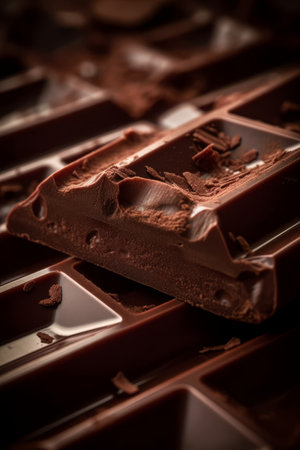 Close up of dark chocolate bars. Shallow depth of field. Toned. Macroの写真素材
