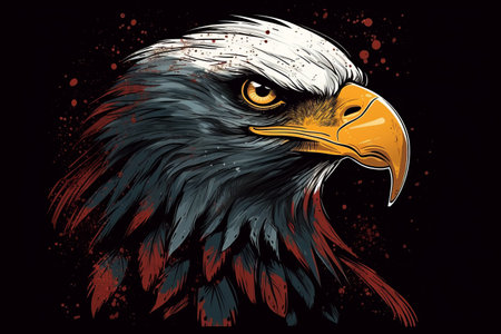 Eagle head with grunge splatter background. Vector illustration. Independence Day, Fourth of Julyの写真素材