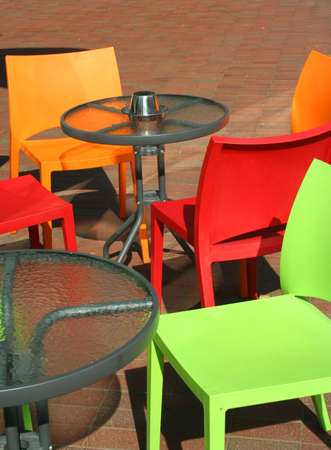 Wiev to a summer cafe on a promenade Saulai Lithuaniaの写真素材