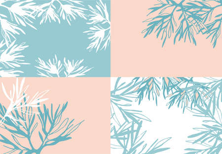 Nice mary christmas background set s with evergreenのイラスト素材