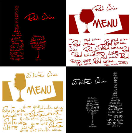 red and white wine menuのイラスト素材