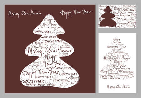 Greeting card mary christmas with hand drawn and hand written elementsのイラスト素材