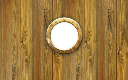 Ship porthole - hole frame in yacht  interiorの写真素材