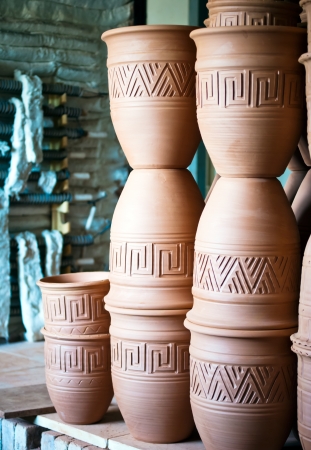 Kiln firing at manufacturing pottery - clay pots in the firing process の写真素材