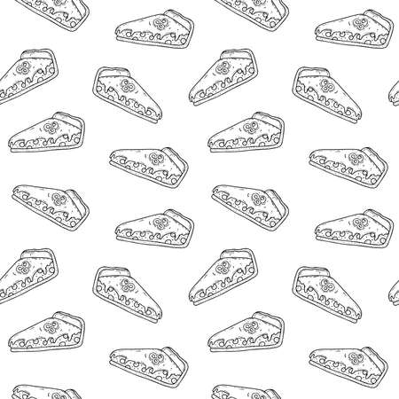 Black and white seamless pattern with detailed drawn blueberry cakesのイラスト素材