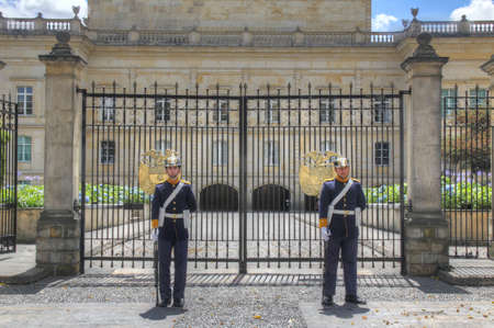 Guard of the president of Colombia in front of his house in Bogotaのeditorial素材