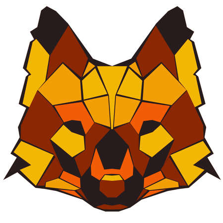 Red Wolf. Geometric vector hand drawn illustrationのイラスト素材