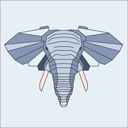 Low poly blue elephant. Geometric vector imageのイラスト素材