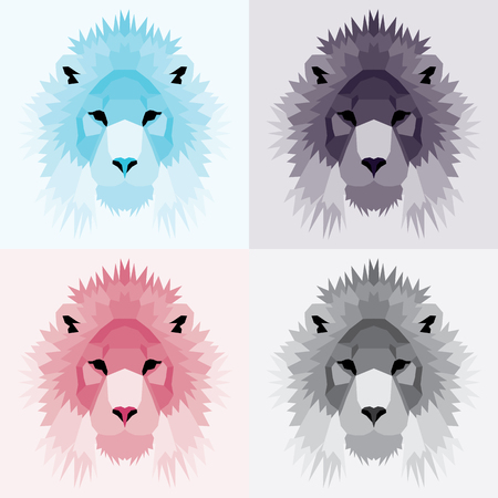 Low poly lions set. Geometric nice artのイラスト素材
